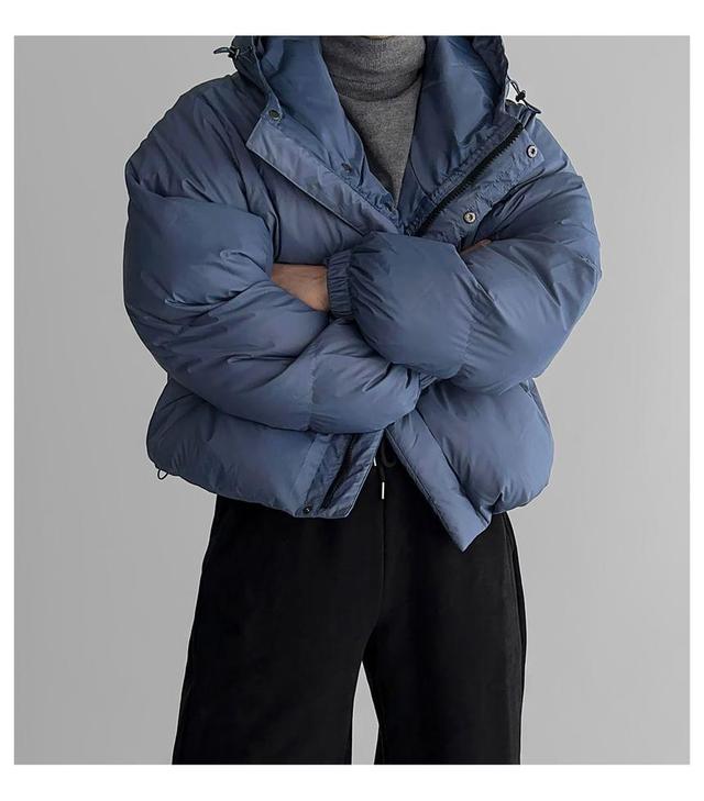 Plain Hooded Zip Puffer Jacket Product Image