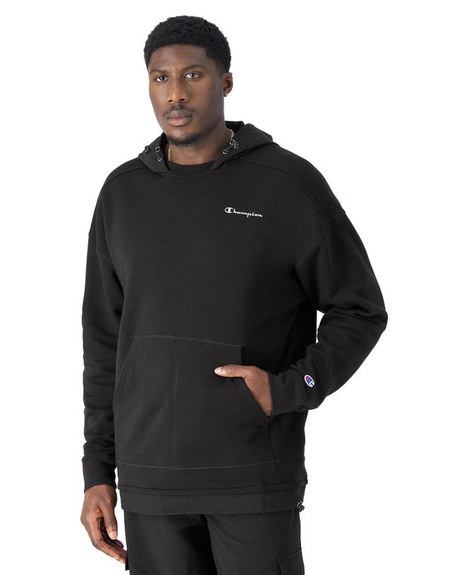 Mens Champion Global Explorer Fleece Hoodie, Script Logo Black S Product Image