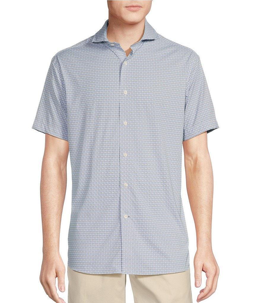 Daniel Cremieux Signature Label Stretch Stacks Print Short Sleeve Woven Shirt Product Image