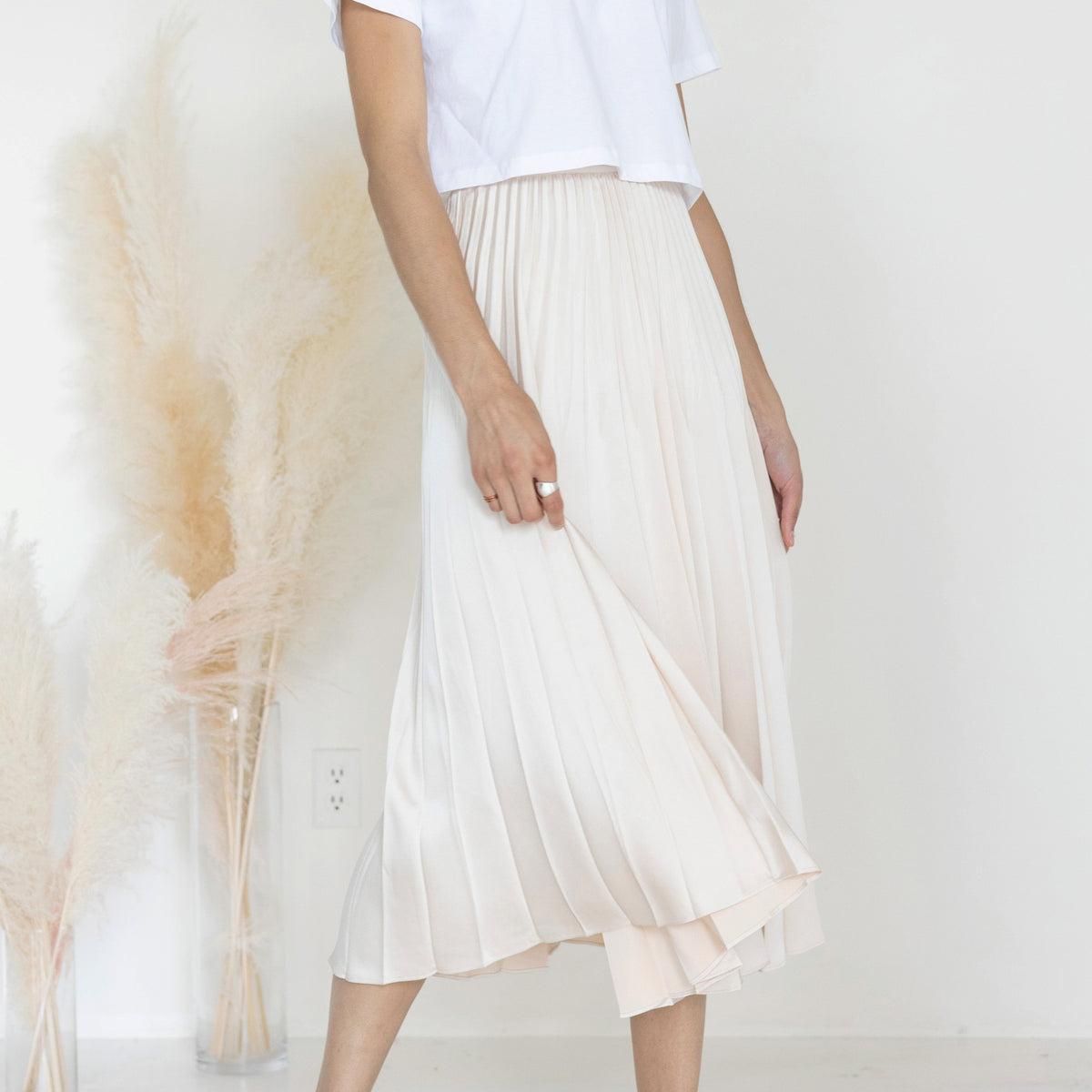 A-Line Pleated Midi Skirt Nude product image