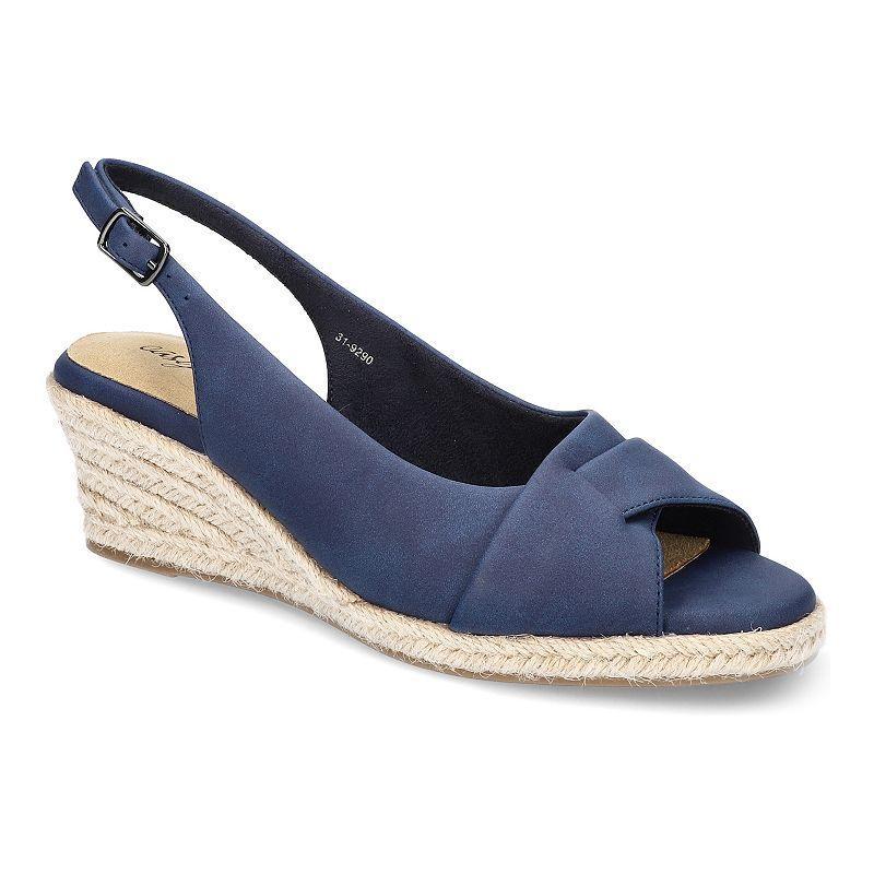 Easy Street Devlin Womens Espadrille Wedge Sandals Blue Product Image