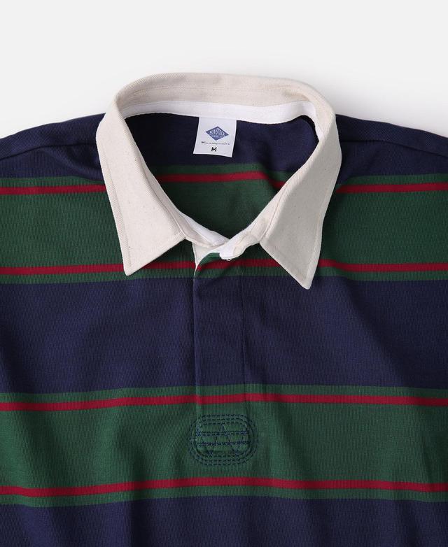 Classic Fit Striped Jersey Rugby Shirt - Green/Navy/Red Product Image