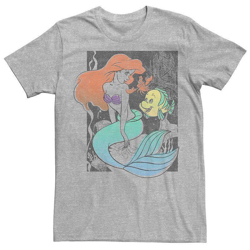 Disneys The Little Mermaid Happy Ariel Sebastian Flounder Mens Tee Athletic Grey Product Image