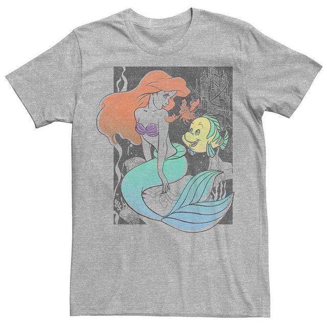 Mens Disney The Little Mermaid Happy Ariel Sebastian Flounder Tee Athletic Grey Product Image