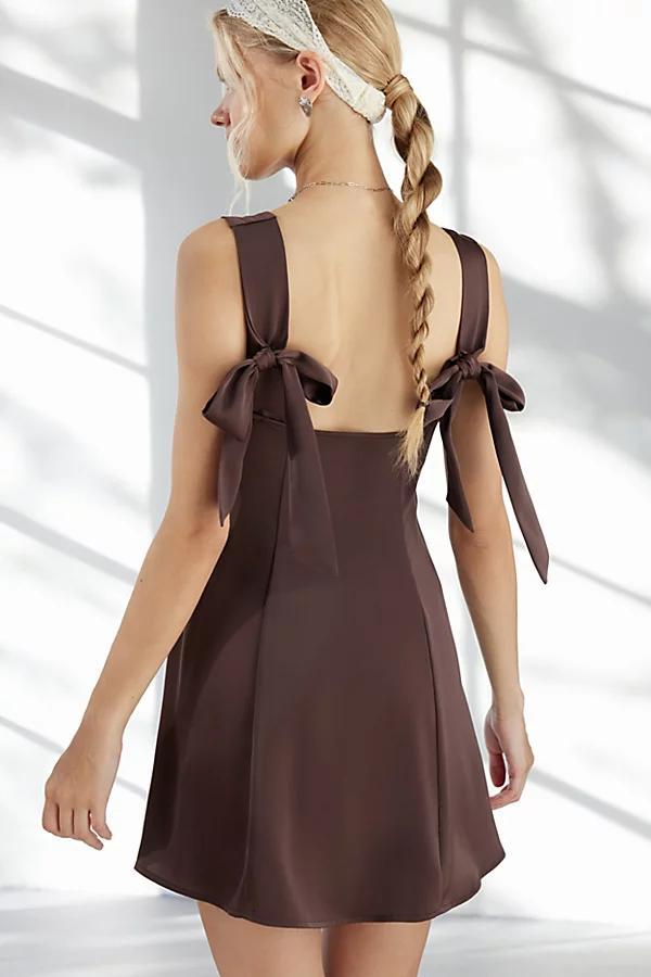 Urban Outfitters UO Bri Double Bow Satin Mini Dress Womens at Urban Outfitters Product Image