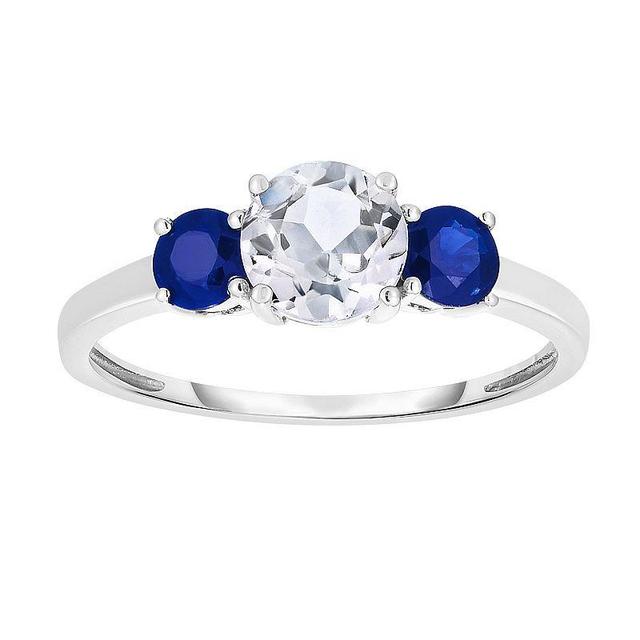 14k White Gold White Topaz & Sapphire Ring, Womens 14k Gold Product Image