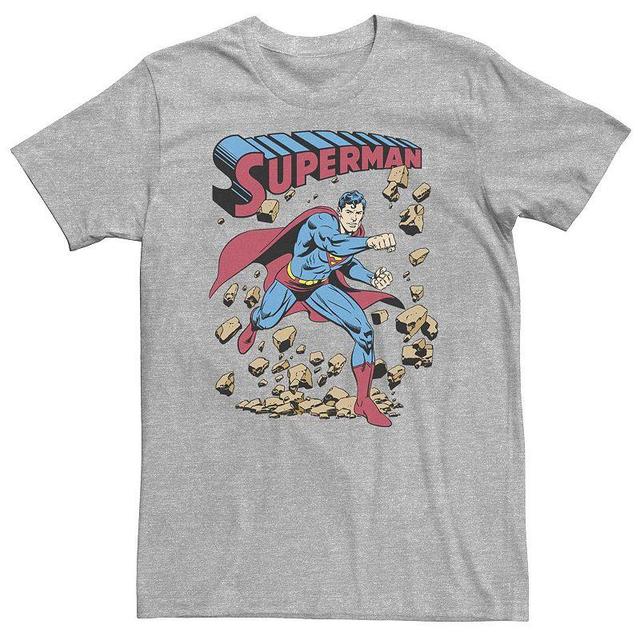 Big & Tall DC Comics Superman Smash Rocks Vintage Poster Tee, Mens Product Image