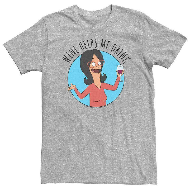 Mens Bobs Burgers Linda Wine Helps Me Drink Tee Athletic Grey Product Image