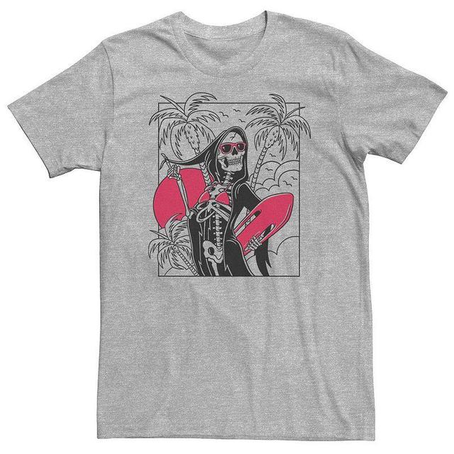 Big & Tall Surfing Grim Reaper Portrait Tee, Mens Athletic Grey Product Image