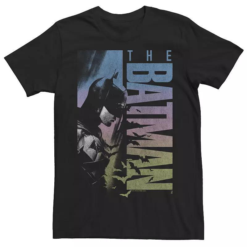 Mens DC Comics The Batman Distressed Rainbow Poster Tee Product Image