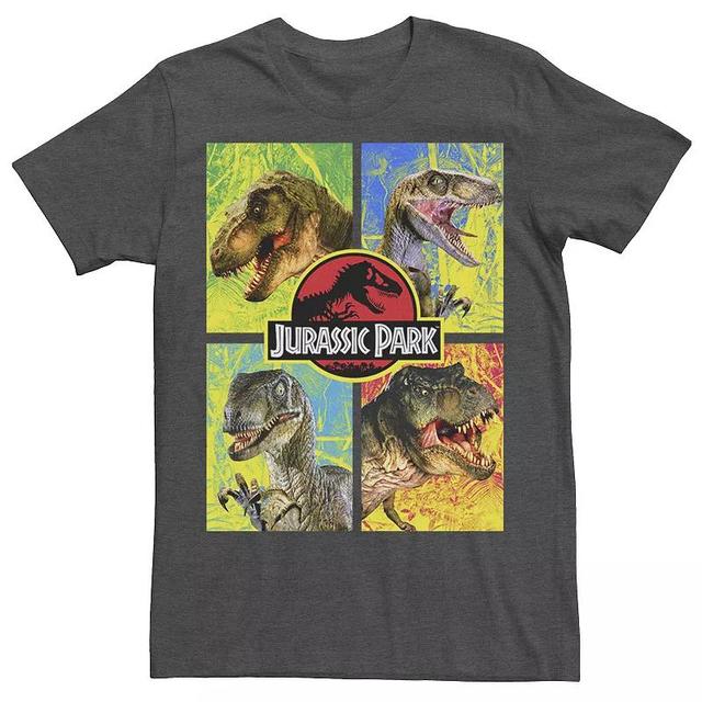 Mens Jurassic Park Four Dinosaur Faces Tee Grey Product Image