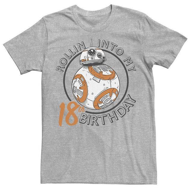 Mens Star Wars BB-8 Rollin Into My 18th Birthday Portrait Tee Athletic Grey Product Image