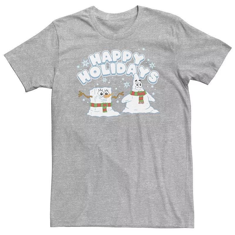 Big & Tall Nickelodeon SpongeBob SquarePants Patrick Star Snowmen Happy Holidays Tee, Mens Athletic Grey Product Image