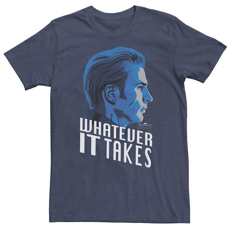 Big & Tall Marvel Avengers Endgame Captain America What Ever It Takes Tee, Mens Navy Grey Product Image