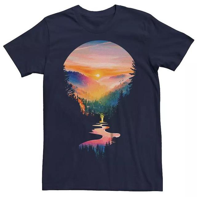 Mens Summer Sunrise River Forest Graphic Tee Red Product Image