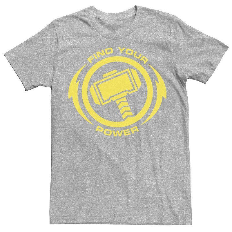 Mens Marvel Thor Find Your Power Yellow Logo Tee Med Grey Product Image