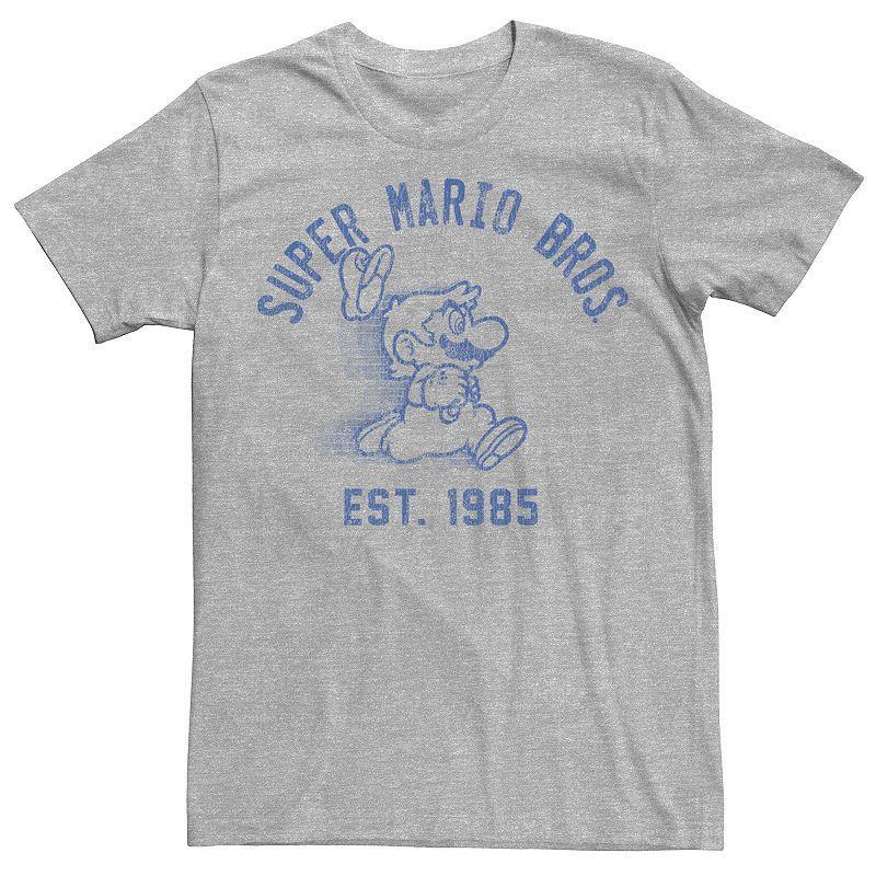 Mens Nintendo Super Mario Running Fade 1985 Vintage Tee Athletic Grey Product Image