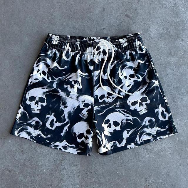 Vintage Bravest Studios Skull Graphics Mesh Shorts Product Image