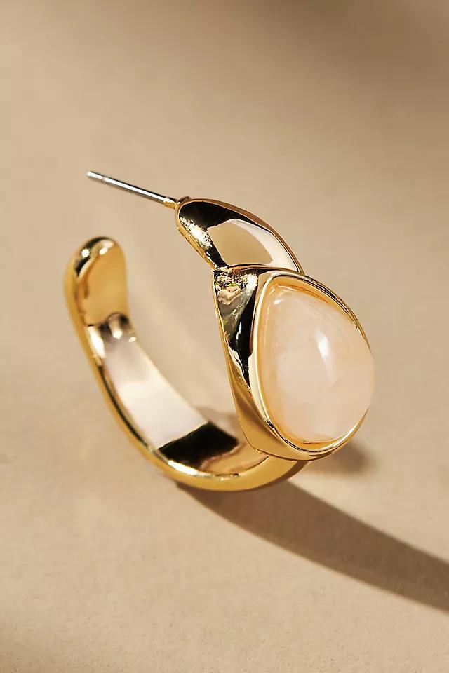 Stone-Inset Hoop Earrings Product Image