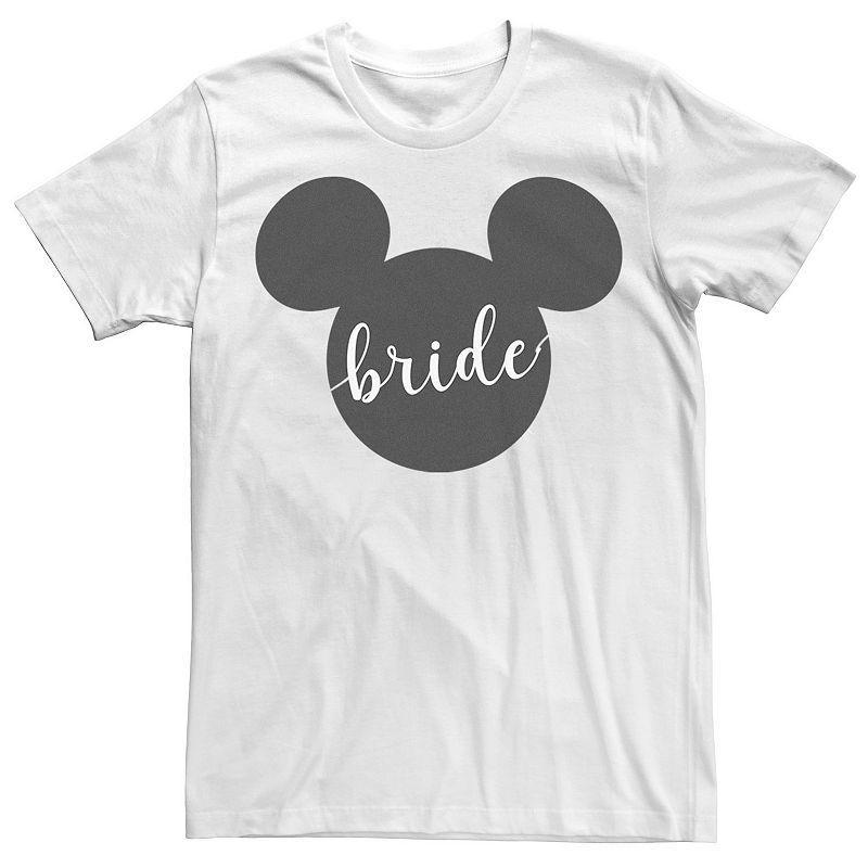 Disneys Mickey Mouse Head Silhouette Bride Cursive Text Mens Tee Product Image