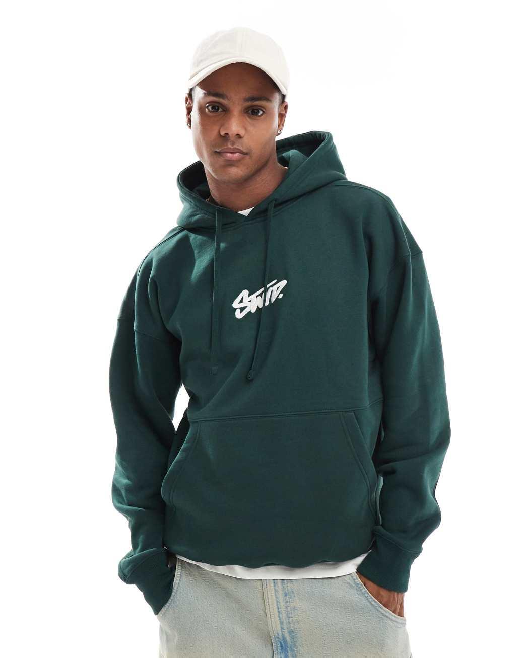 Pull&Bear STWD hoodie in bottle green Product Image