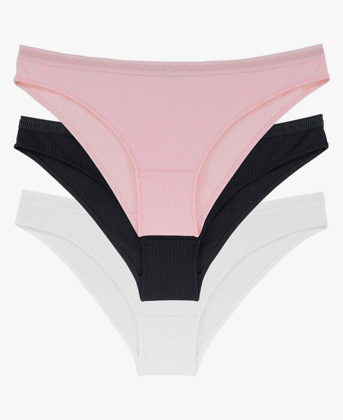 Womens Tiffany Bikini Panty Set, 3 Piece - Pink, Black Product Image