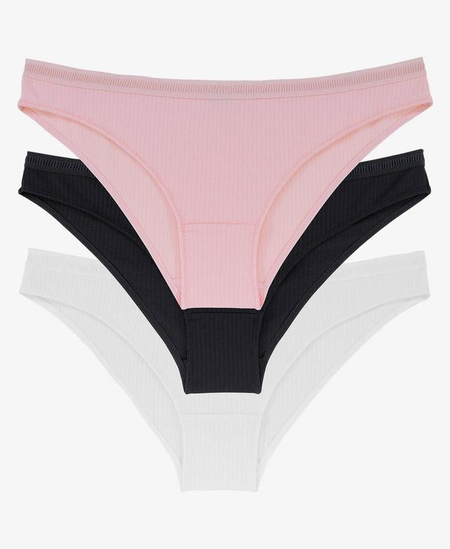 Womens Tiffany Bikini Panty Set, 3 Piece - Pink, Black Product Image