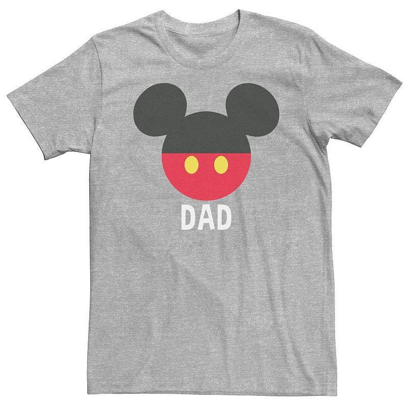 Disneys Mickey Mouse Big & Tall Dad Logo Tee, Mens Athletic Grey Product Image