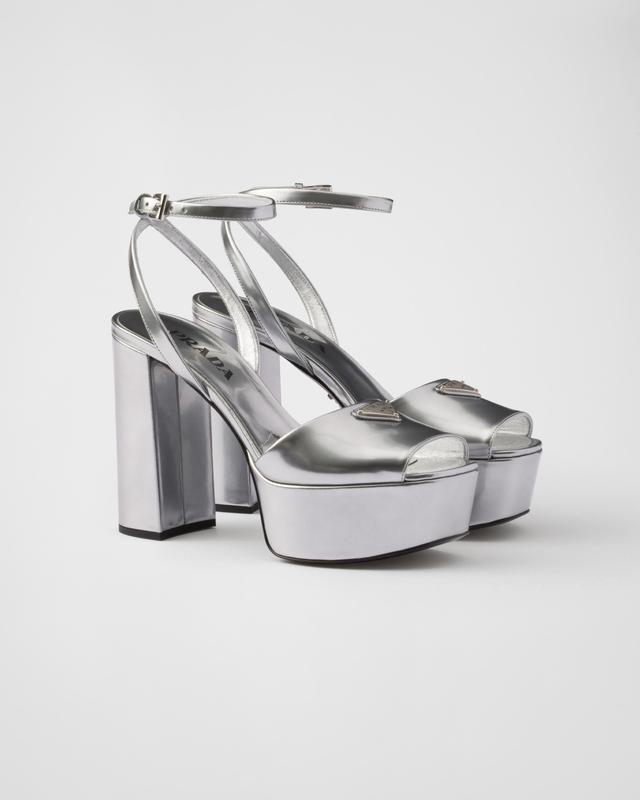 Metallic leather platform sandals Product Image