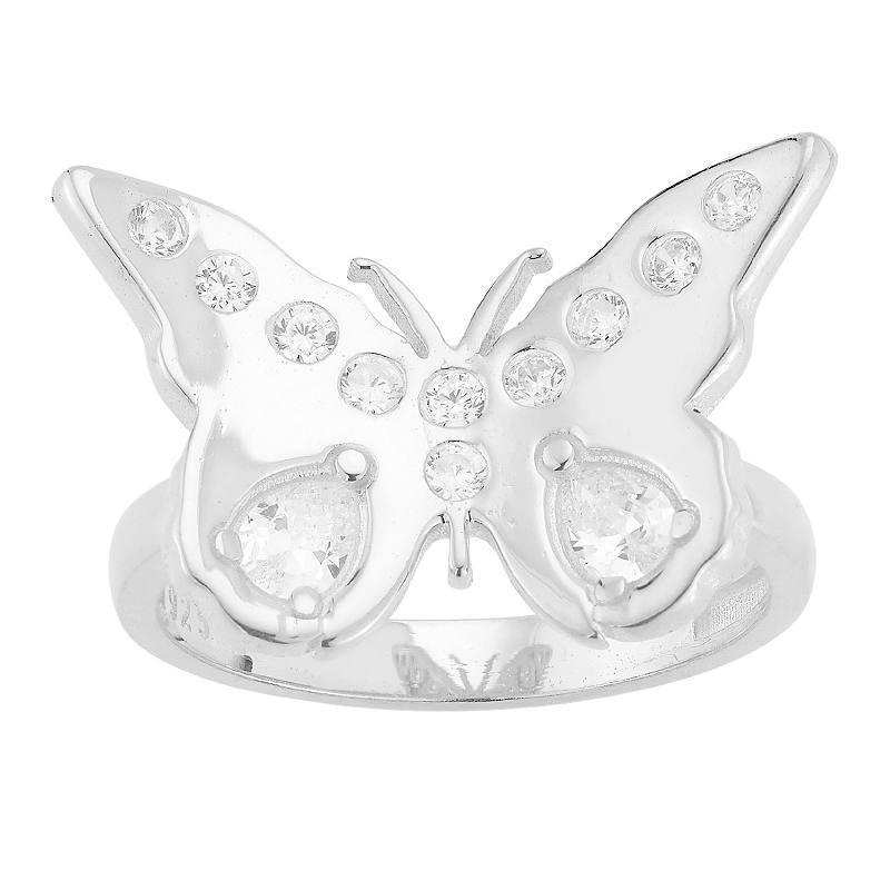 Sunkissed Sterling Cubic Zirconia Butterfly Statement Ring, Womens Gold Tone Product Image