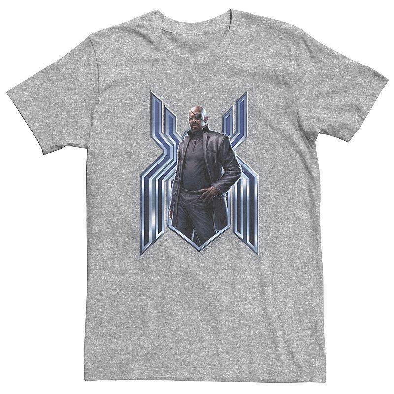 Big & Tall Marvel Spider-Man Far From Home Nick Fury Spider-Man Logo Tee, Mens Athletic Grey Product Image