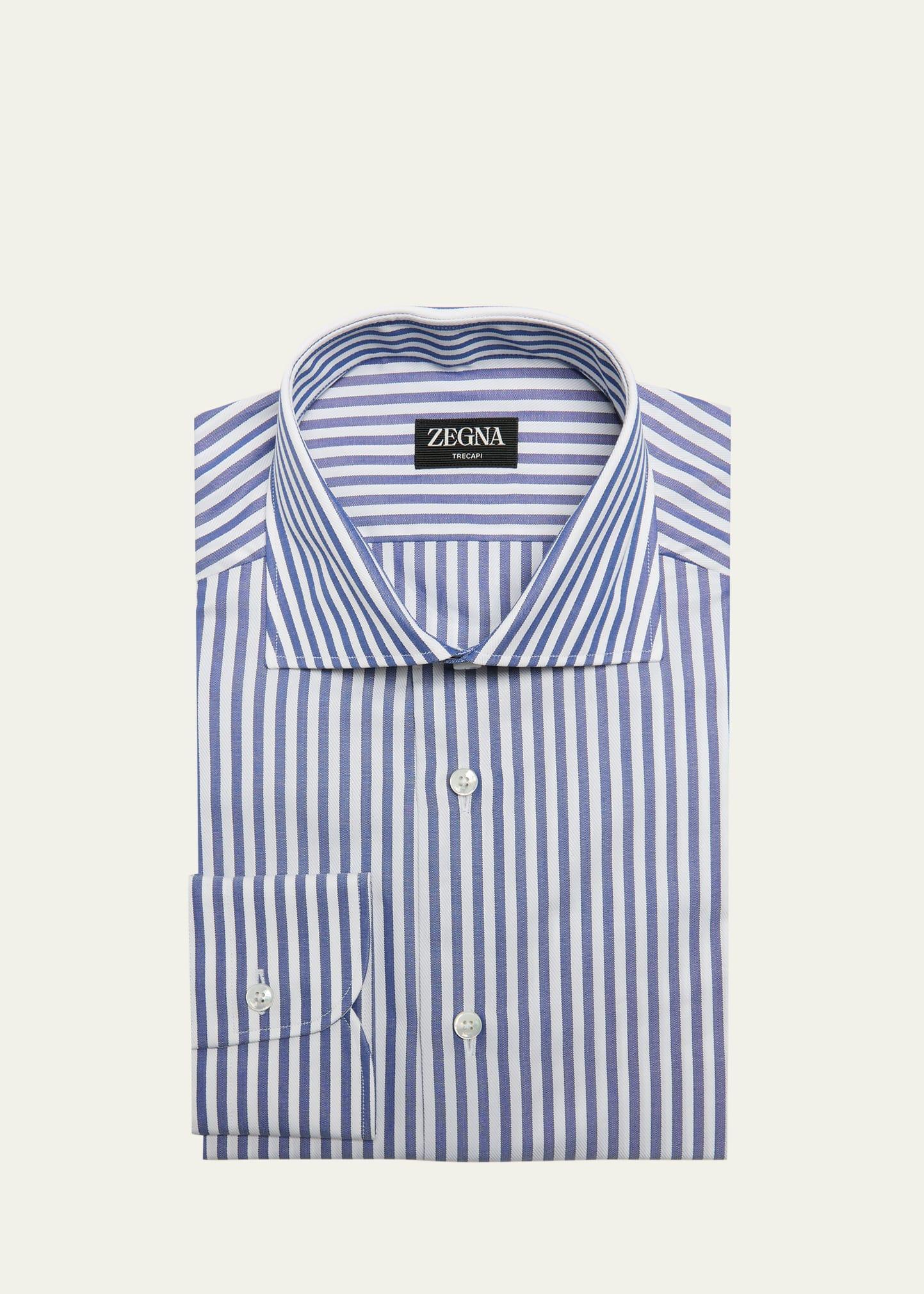 Mens Trecapi Cotton Stripe Dress Shirt Product Image