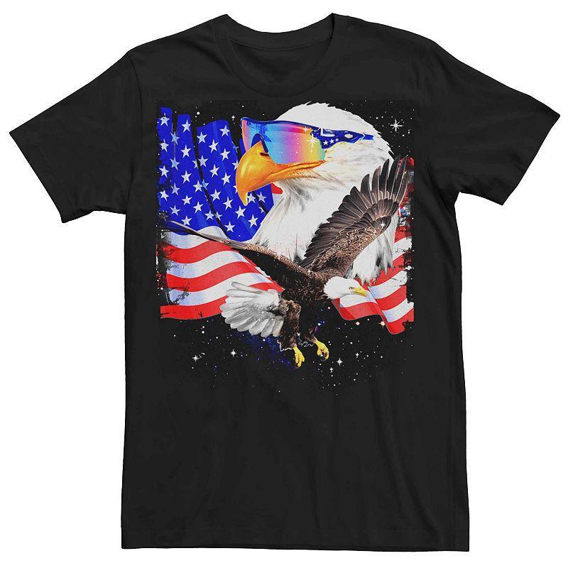 Mens American Bald Eagles Space Poster Graphic Tee Product Image