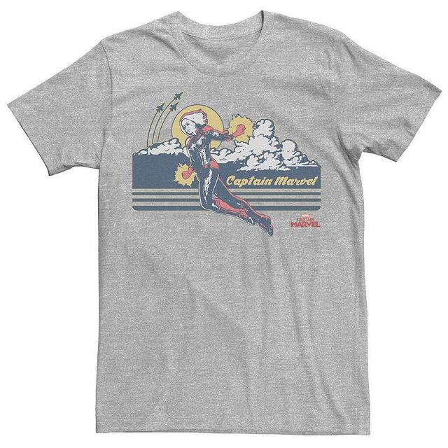 Mens Marvel Captain Marvel Flight Clouds Portrait Tee Athletic Grey Product Image