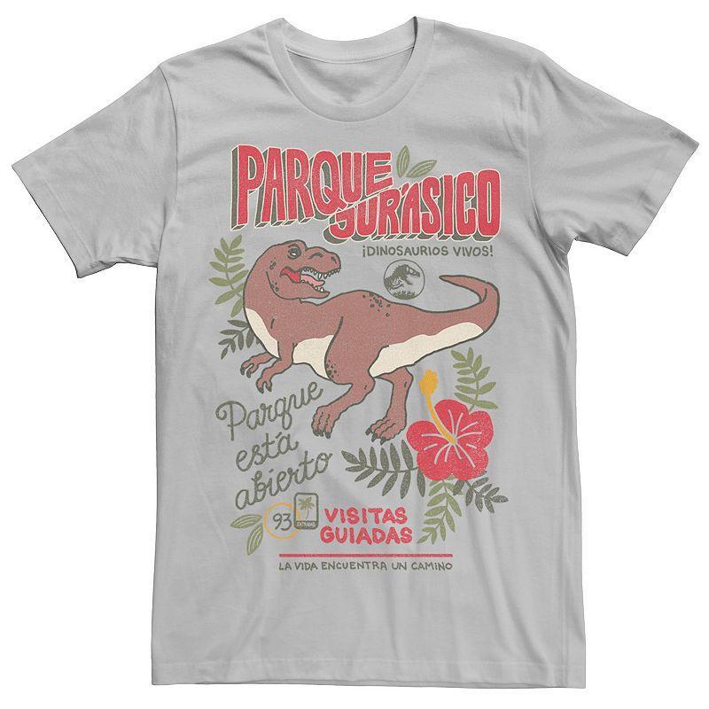 Mens Jurassic Park Spanish Opening Day Poster Tee Athletic Grey Product Image