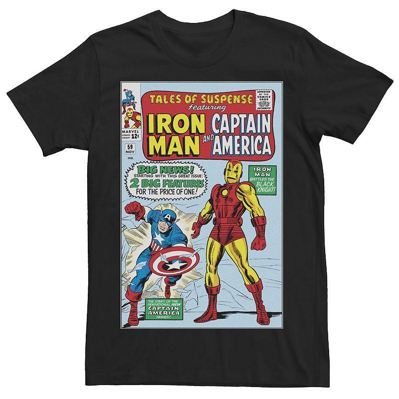 Mens Marvel Iron Man And Captain America Comic Cover Tee Product Image