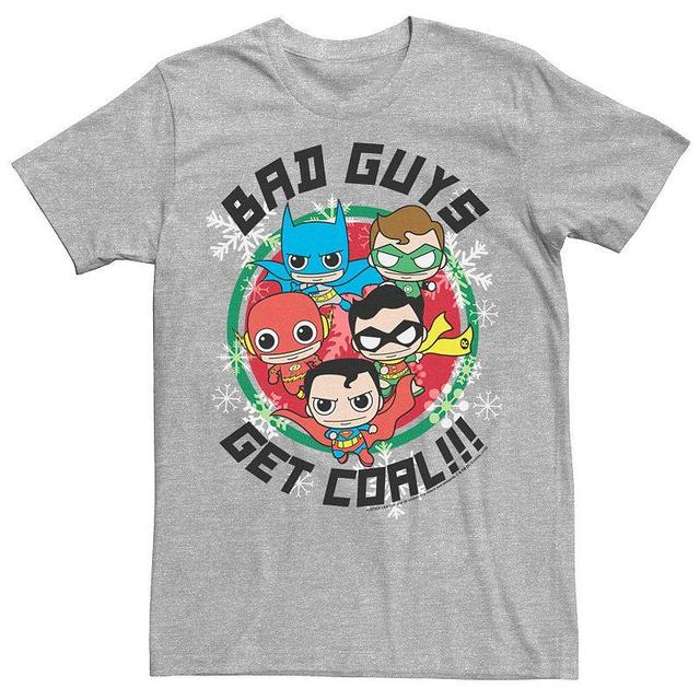 Mens DC Comics Justice League Bad Guys Get Coal Christmas Tee Grey Product Image