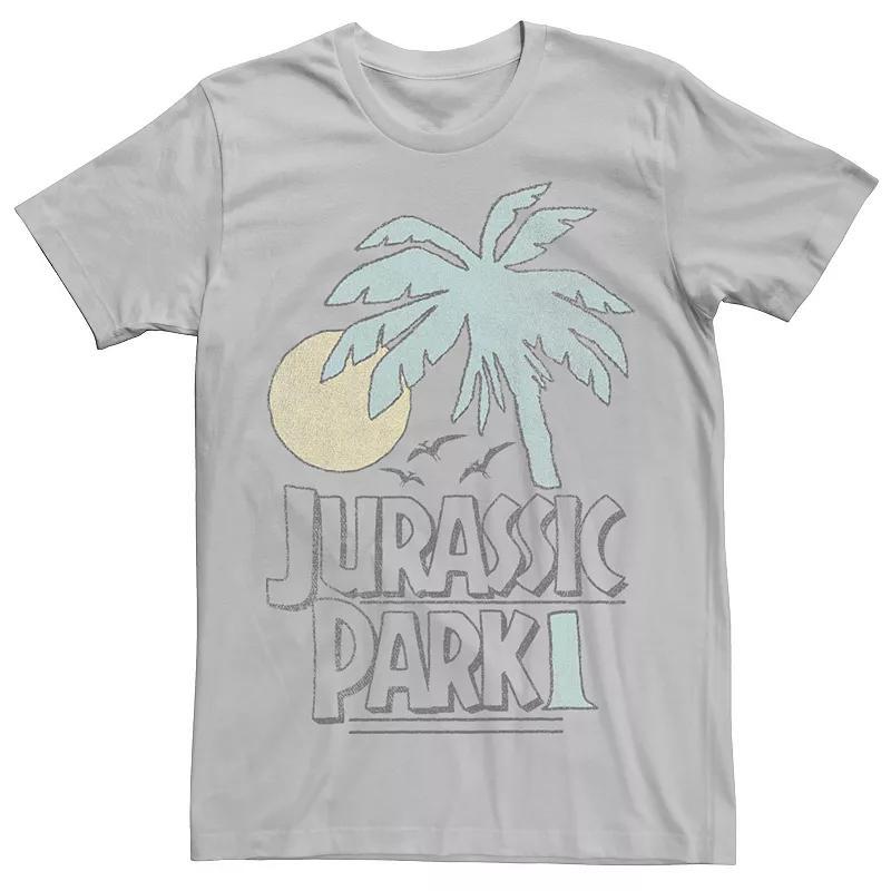 Mens Jurassic Park Palm Tree Sunset Logo Tee Athletic Grey Product Image