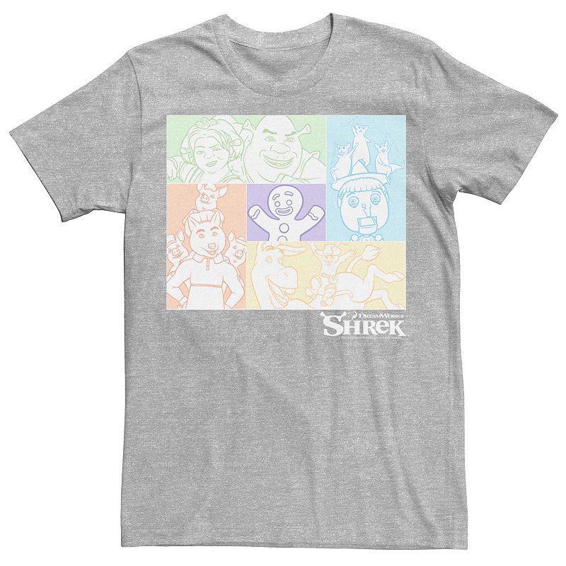 Mens Shrek Group Shot Pastel Box Up Tee Athletic Grey Product Image