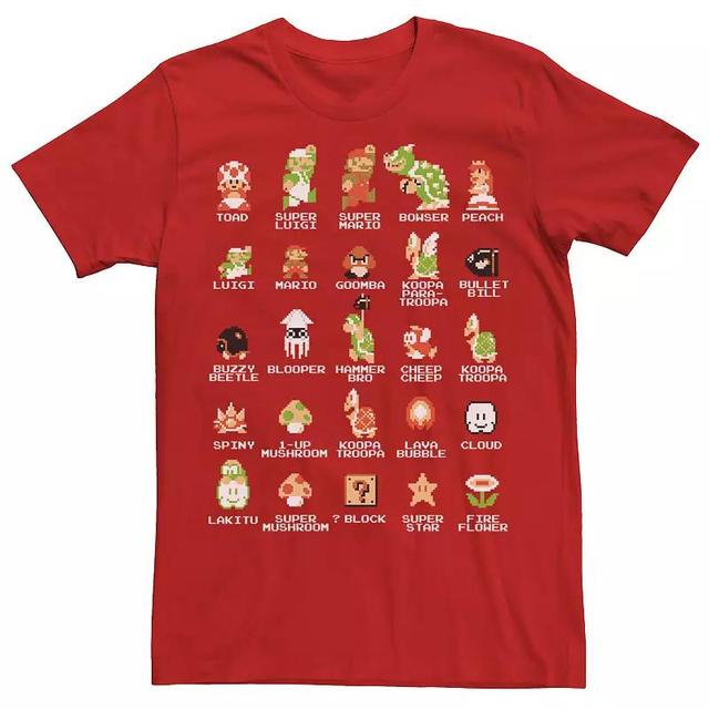 Big & Tall Nintendo Pixel Cast Vintage Gaming Group Shot Tee, Mens Product Image