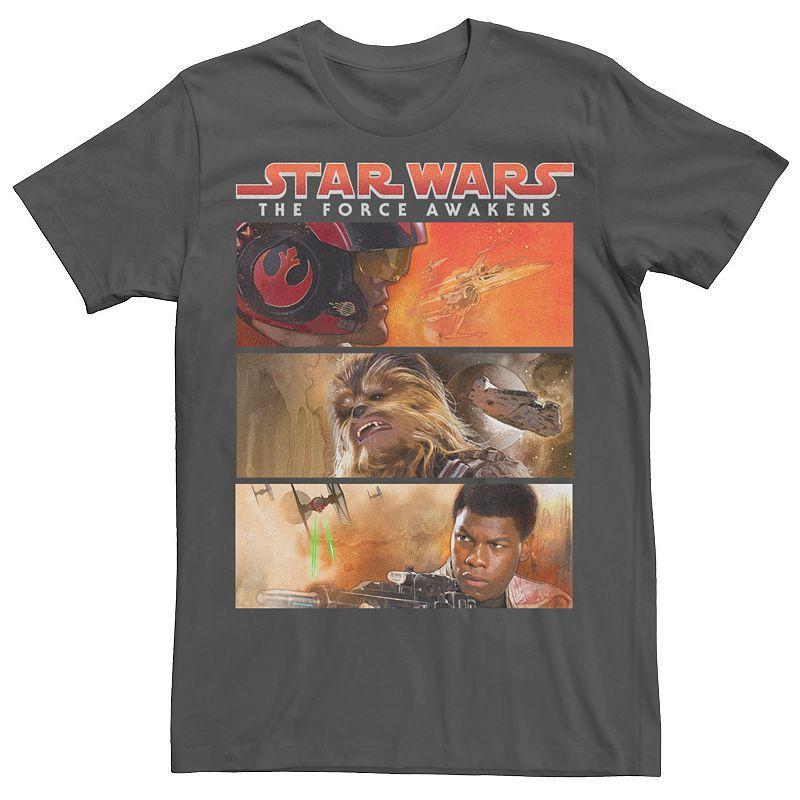 Mens Star Wars Force Awakens Hero Panels Tee Grey Product Image