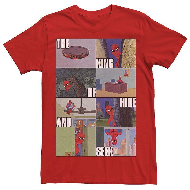 Mens Marvel Spider-Man The King Of Hide And Seek Portrait Panels Graphic Tee Product Image