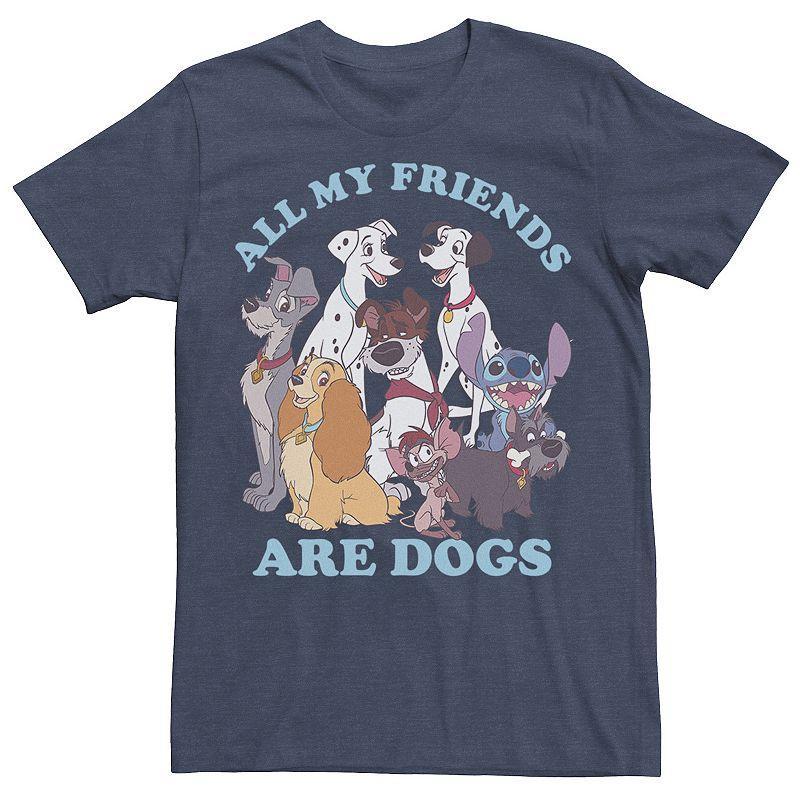 Disneys Dog Friends Group Shot Mens Graphic Tee Navy Grey Product Image