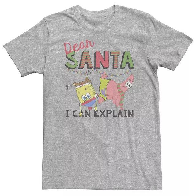 Big & Tall Nickelodeon SpongeBob SquarePants Dear Santa I Can Explain Tee, Mens Athletic Grey Product Image