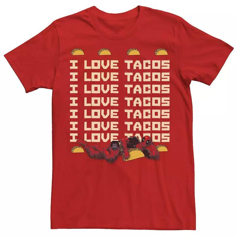 Mens Marvel Deadpool I Love Tacos Word Stack Tee Product Image