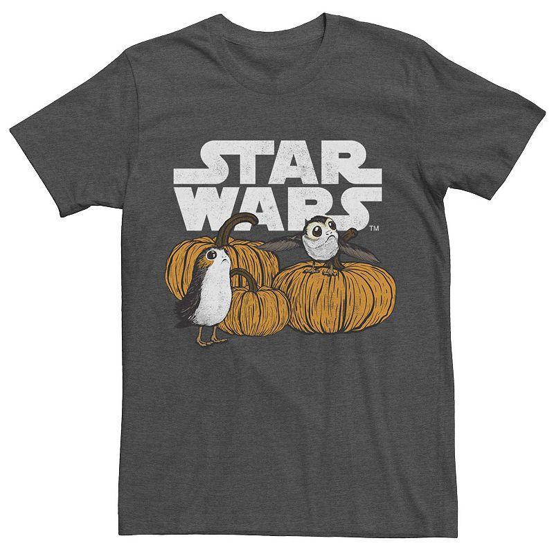 Mens Star Wars Pumpkin Patch Porg Group Shot Tee Grey Heather Product Image