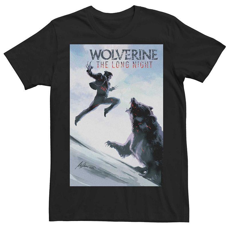 Mens Marvel Wolverine The Long Night Bear Fight Poster Tee Product Image