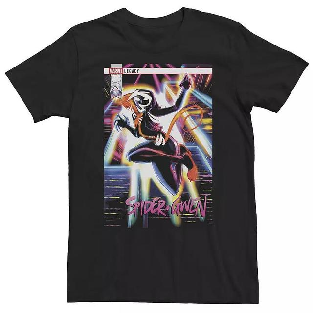 Big & Tall Marvel Spider-Gwen Neon Lights Comic Cover Tee, Mens Black Product Image