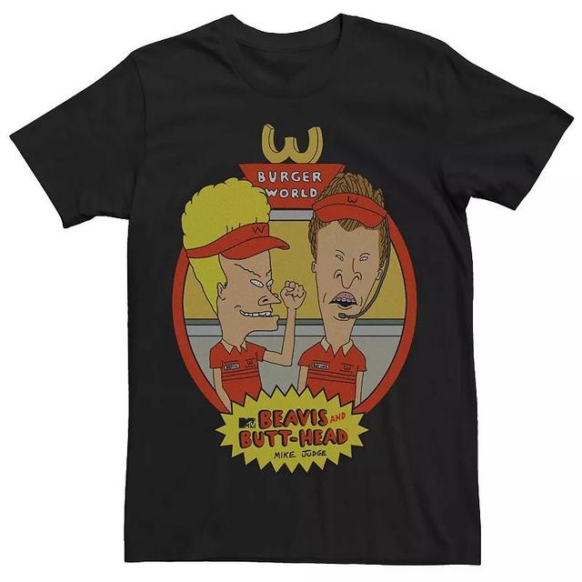 Mens Beavis And Butthead Burger World Circle Frame Poster Tee Product Image