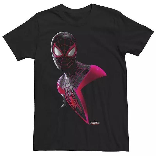 Mens Marvel Spider-Man Miles Morales Bust Portrait Tee Black Product Image